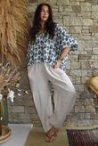 Daughter Of Ibiza Indira Balloon Sleeve Shirt French Navy & Denim 